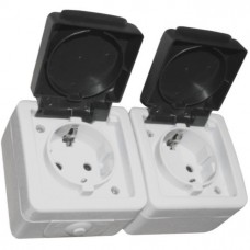 Πρίζα Σούκο με Καπάκι 2Θ. 16A Γκρί Επίτοιχη IP54 13-16501223